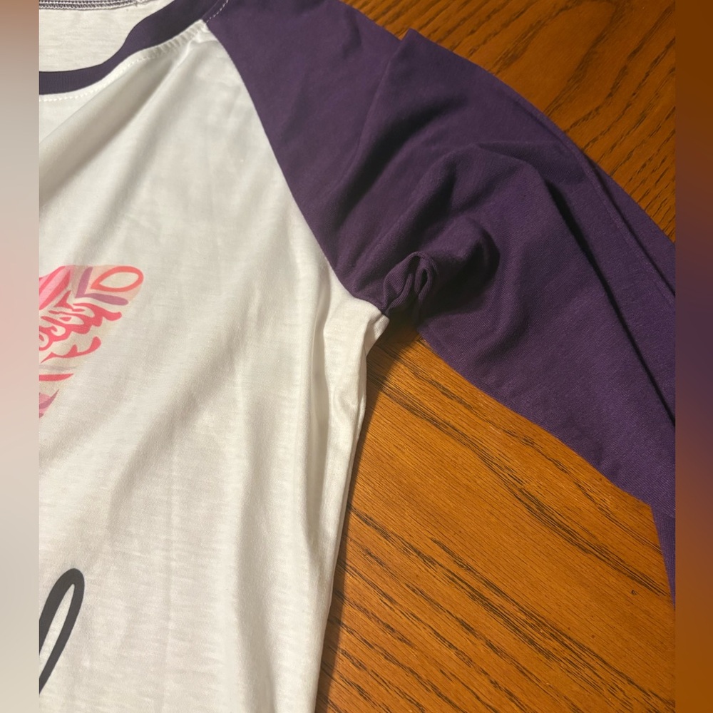 New Baseball style Purple and White Thankful long sleeve
Shirt size medium - Picture 4 of 7